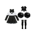 thumbnail image 4 of YiZYiF Kids Girls Cheer Leader Dance Outfit High Schoolgirls 5Pcs Dance Dress Outfit Carnival Festival Cosplay Party Costume A Black&White 8, 4 of 5