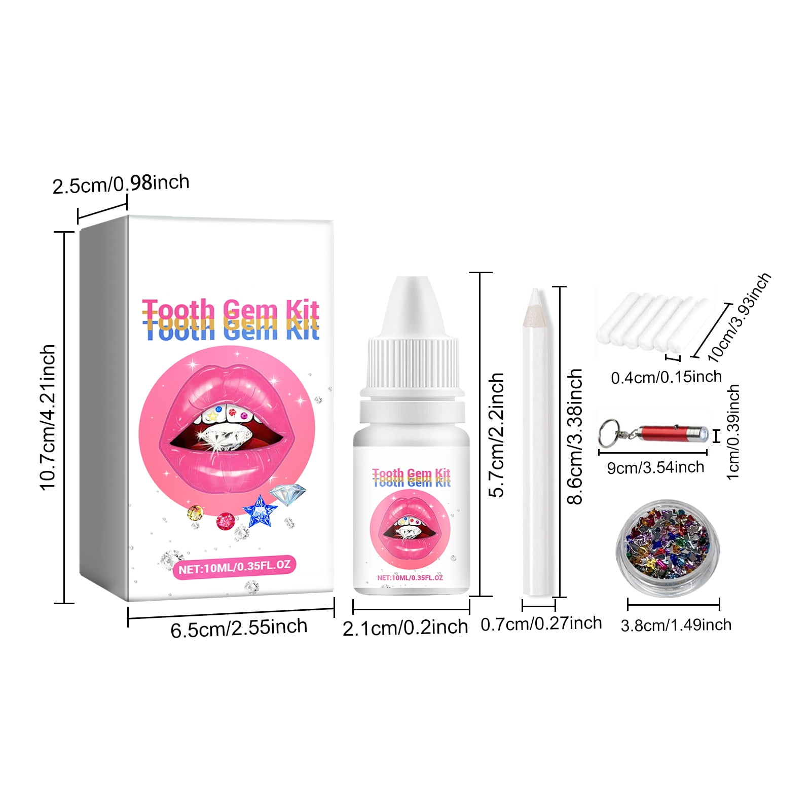 Alvantor DIY Tooth Gem Kit with UV Glue & Lamp, Dental Jewelry Set for Sparkling Smile, Hip Hop Style, 0.35fl.oz