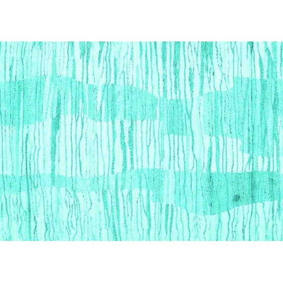Ahgly Company Machine Washable Indoor Rectangle Solid Turquoise Blue Modern Area Rugs, 7' x 10'
