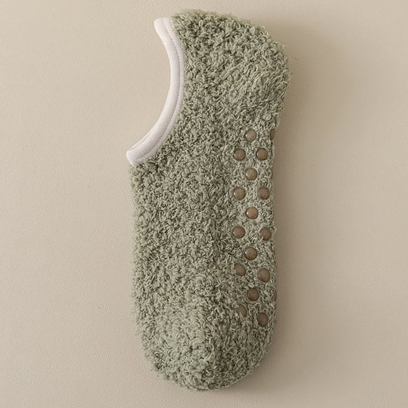 suxuMhao Coral Fleece Socks, 3 Pairs Green Ankle Socks-Thermal Short Socks for Autumn, Fluffy Floor Socks with Warmth, One Size Fits Most, Soft Comfort for Daily Wear, Suitable for Home Use​