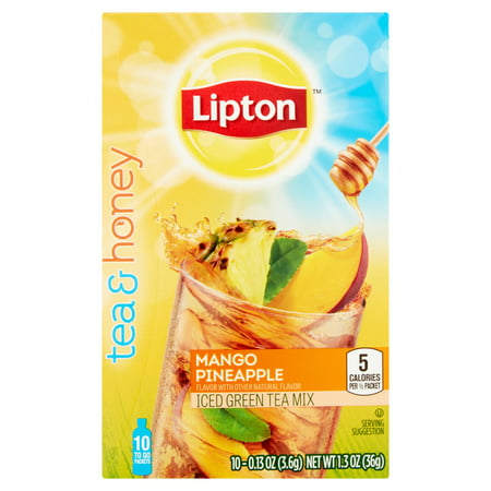 Lipton Thé et miel mangue ananas glacé Mélange de thé vert, 0,13 oz, paquet de 10