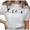 White-1, variant on Ghost Parade Cat Graphic Tee joy Halloween Short Sleeve Crewneck