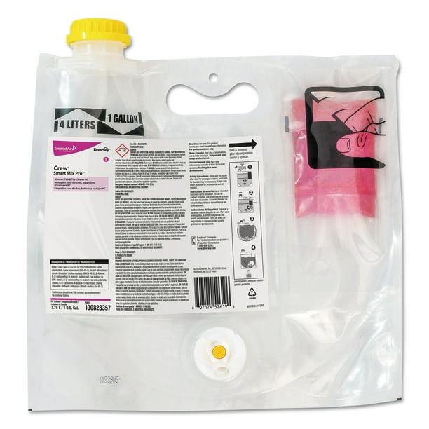 Diversey Crew Concentrated Shower, Tub & Tile Cleaner, Fresh Scent, 81 mL Bag, 2/Carton