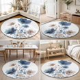 thumbnail image 4 of Round Area Rugs 6Ft, Navy Blue Floral Non-Slip Washable Circle Rugs Carpet, Watercolor Flowers Farmhouse Indoor Outdoor Rug Floor Mats Throw Runner for Bedroom Living Room Bathroom, 4 of 8