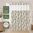 thumbnail image 3 of Sanmadrola No Hooks Floral Plant Shower Curtain with Snap-in Fabric Liner Set, Faux Cotton Linen, Perfect for Bathroom Hotel Luxury Decor, Washable Waterproof with Tassels and Sheer Window, 71Wx74H, 3 of 10