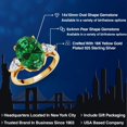 thumbnail image 2 of Gem Stone King 18K Yellow Gold Plated Silver Green Created Emerald and Lab Grown Diamond Engagement Ring for Women | 4.70 Cttw | Oval 14X10MM | Gemstone May Birthstone | Size 7, 2 of 6