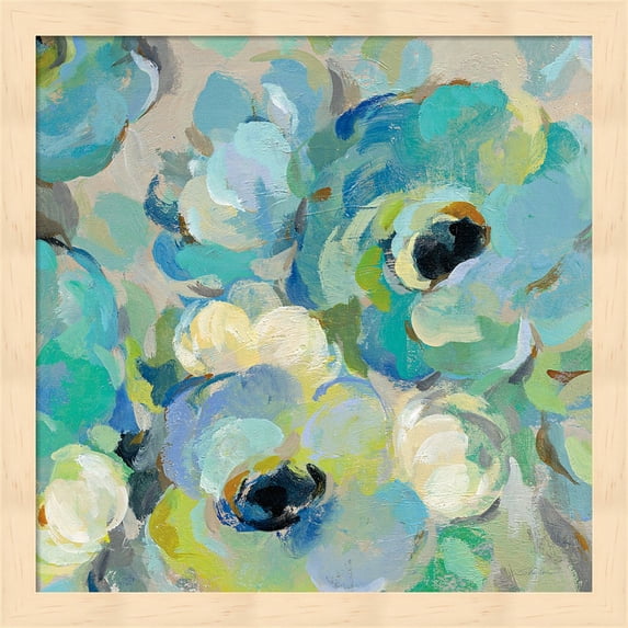 Fresh Teal Flowers III by Silvia Vassileva, Framed Wall Art, 13.25W x 13.25H