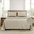 thumbnail image 3 of Mainstays Super Soft Brushed Microfiber Bed Sheet Set, Washed Tan Embossed Hayden Paisley, Queen, 4 Piece, 3 of 12