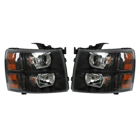 OTTULUR Left Right For Chevy Silverado 1500 2500 HD 2007-2014 Black Headlights Headlamps