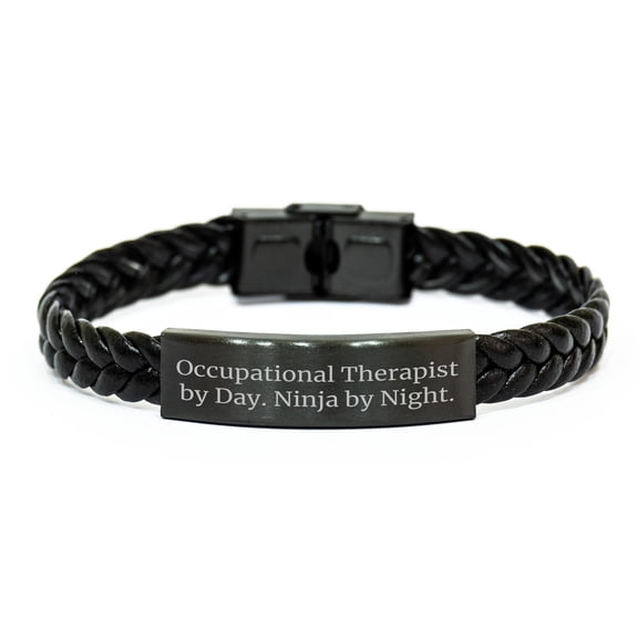 Amangny Occupational Therapist Gifts, Braided Leather Bracelet, Ninja Love, Valentine's Day Wishes, Gifts from, Occupational Therapist By Day. Ninja By Night.