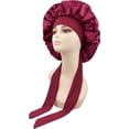 thumbnail image 1 of Gorro de noche de satén, gorro de dormir de satén, gorro de ducha ajustable, gorro elástico, gorro de dormir para mujer para dormir, ducha, cuidado del cabello, spa, peluquerías (rojo), 1 of 5