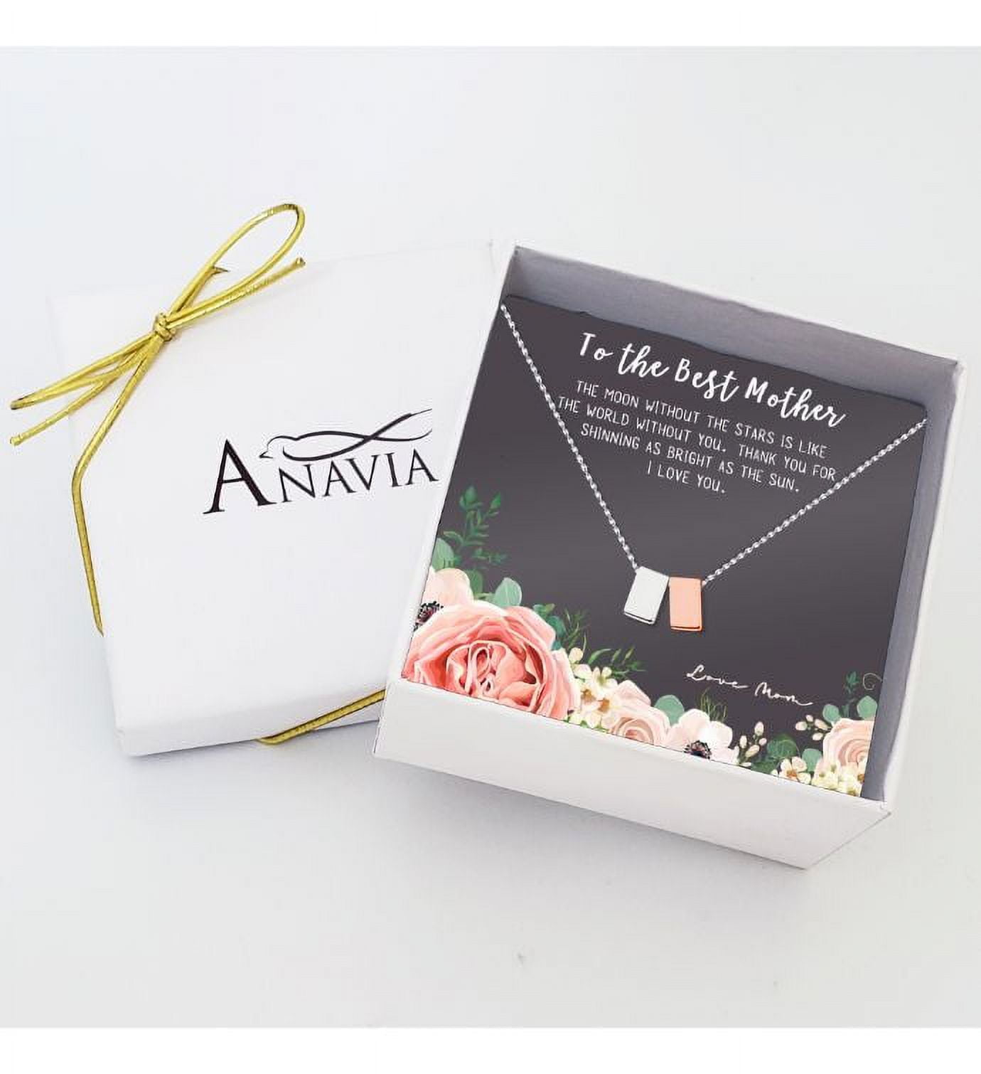 To The Best Mother Mother's Day Gift, Gift for Her, Gift for Her, Mother's Day Jewelry with Card, Card and Necklace Set for Mother's Day, Gift for Mom [Silver-Rose Gold Cube, No-Personalized Card]