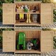 thumbnail image 6 of Weatherproof Wooden Storage Cabinet with Metal Tabletop - Outdoor Potting Bench, Garden Work Table with Adjustable Shelf & Double Doors for Backyard, Patio, Lawn in Natural, 6 of 7