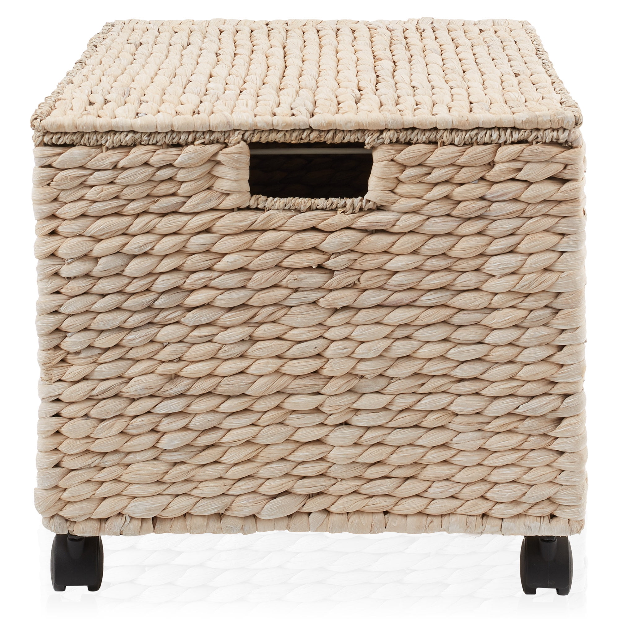 Casafield Rolling Filing Cabinet, Whitewash - Water Hyacinth Hanging File Folder Organizer, Home Office Storage