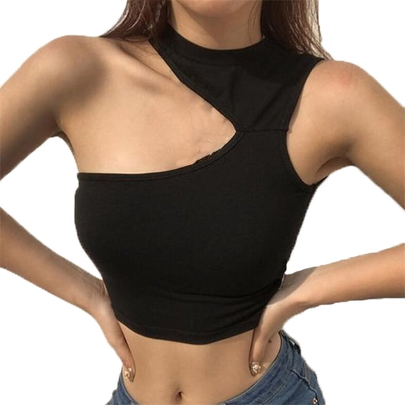 Babysbule Womens Tank Tops Women Fashion Sexy Solid Color Sleeveless Cold Shoulder Casual Tank Blouse Tops