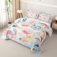 thumbnail image 3 of spefrowx Glitter Lobster Fish Twin Quilt Set for Girls, Pink Watercolor Conch Twin Coverlet Set, 2pcs, 3 of 7