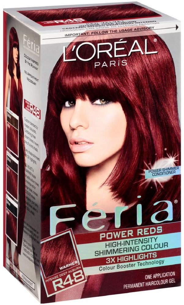 L Oreal Paris Feria Power Reds High Intensity Shimmering Color Intense Deep Auburn R48 Warmer 1 Ea Pack Of 3 Walmart Com