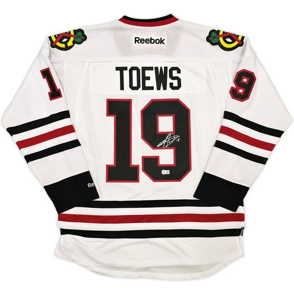 Chicago Blackhawks Jonathan Toews Autographed White Reebok Premier Jersey Size L Beckett BAS Witness 250187