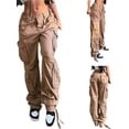 thumbnail image 5 of Women Casual Cargo Pants, Solid Color Zipper Trousers with Pockets, 5 of 6