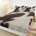 thumbnail image 3 of Homewish Brown White Cowhide Bed Sheets,Cattle Hide Print King Sheets,Rustic Farmhouse Sheet Set For Teens,Super Cozy Room Decor,4pcs, 3 of 7