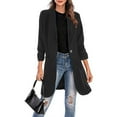 thumbnail image 3 of Vedolay Womens Suit Jackets Womens Plus Size Elegant Split Long Sleeve Open Front Office Blazer Jacket,Black XL, 3 of 5