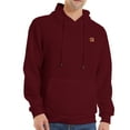 thumbnail image 5 of Satankud Men's Pullover Hoodies Plaid Jacquard Weave Long Sleeve Drawstring Hipster Casual Hooded Sweatshirts with Kanga Winered M, 5 of 6
