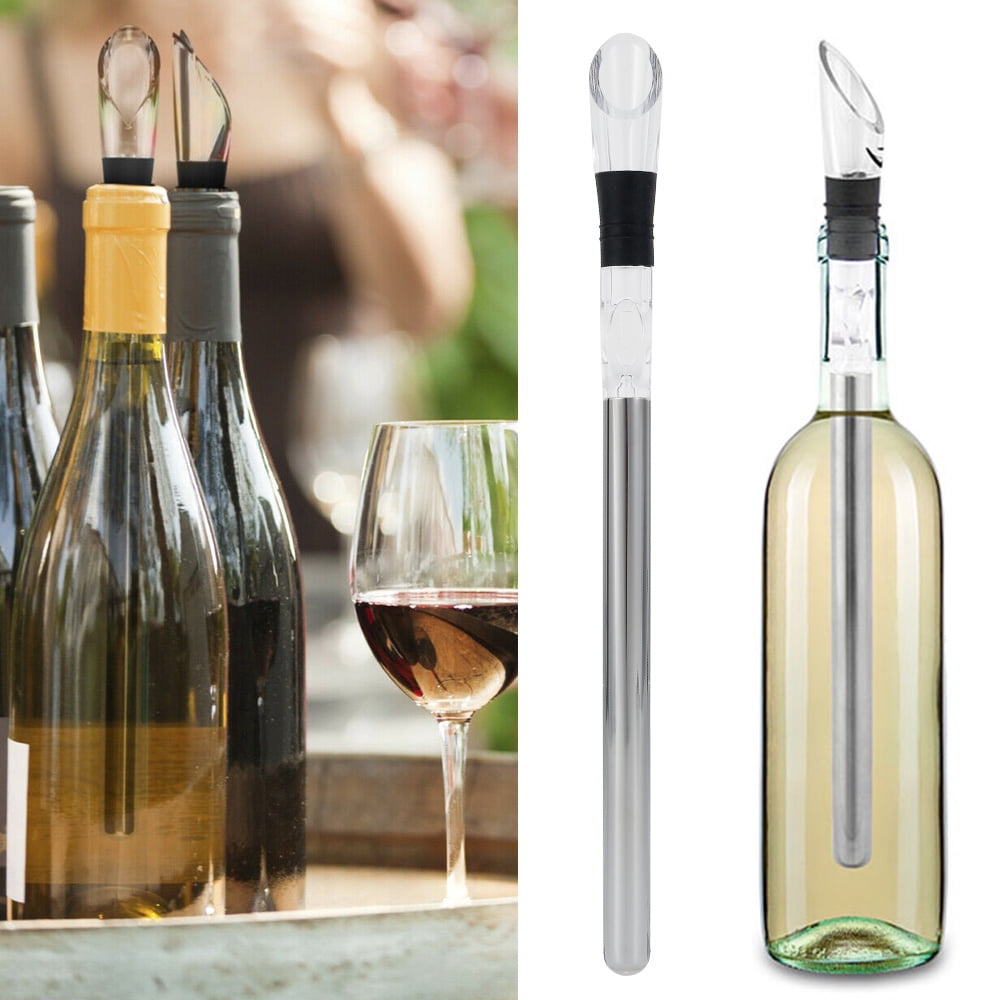 Wine Chiller Red Wine Bottle Cooler Stainless Steel Cooler Stick Standing Wine Chiller Freeze 3 in 1 Aerator and Pourer 