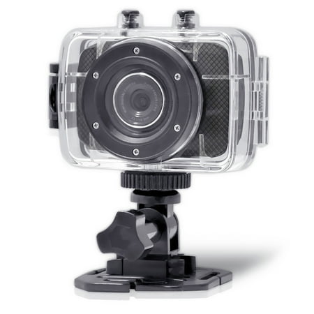 Pyle PSCHD30BK Mini High-Definition Sports Action Wide-Angle HD Camera & Camcorder, 720p, SD Card Slot, Touchscreen (Bla