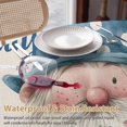 thumbnail image 4 of Round Tablecloth Cartoon Gnome Waterproof Oil Proof Polyester Table Cloth Cover Decor for Home Dining Outdoor,Patio,Parties, 60" Dia. Watercolor Flowers Father's Day Slate Blue, 4 of 9
