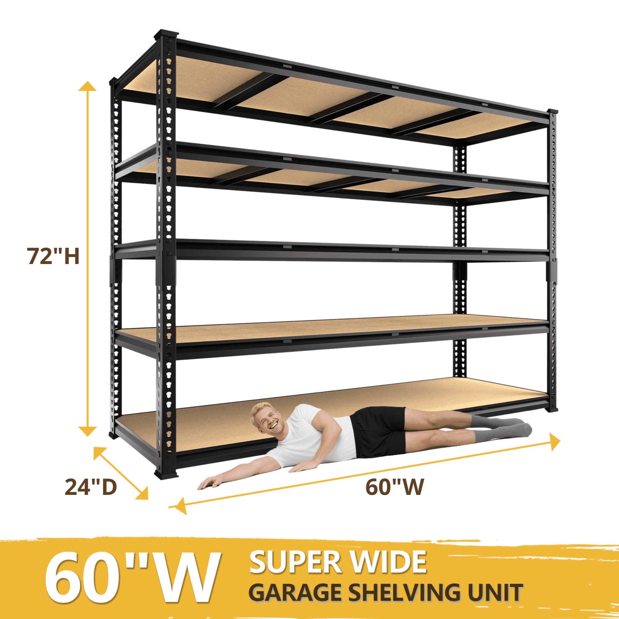 TrumanPick Garage Shelving Unit 60"W x 23.99"D x 72"H Heavy Duty Storage Shelves 5 Tier Metal Shelf Rack 3000LBS for Pantry Industrial Shelf, 2 Pack
