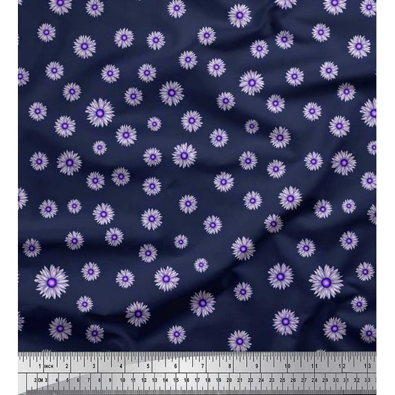 Soimoi Cotton Cambric Fabric Aster Floral Fabric Prints by Yard 56 Inch Wide
