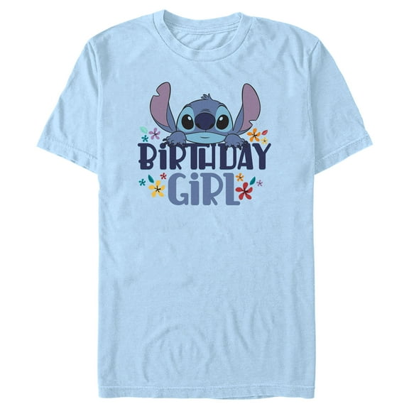 Men's Lilo & Stitch Birthday Girl Stitch  Graphic Tee Light Blue 3X Large