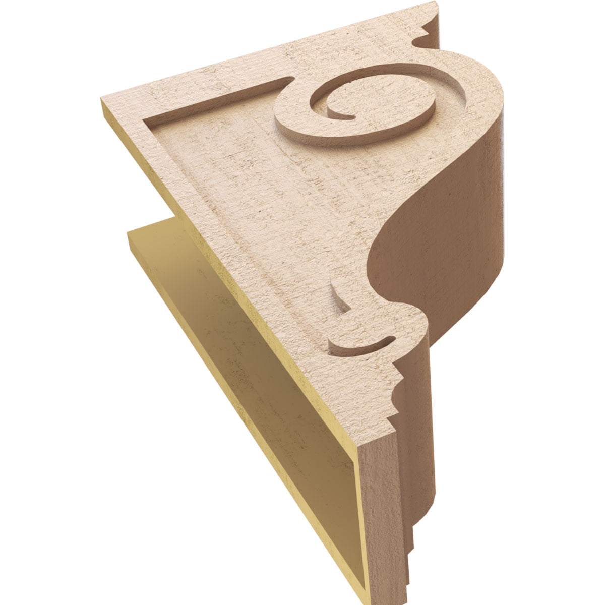 8"W x 16"D x 24"H Classic Scroll Rough Cedar Woodgrain TimberThane Corbel, Primed Tan