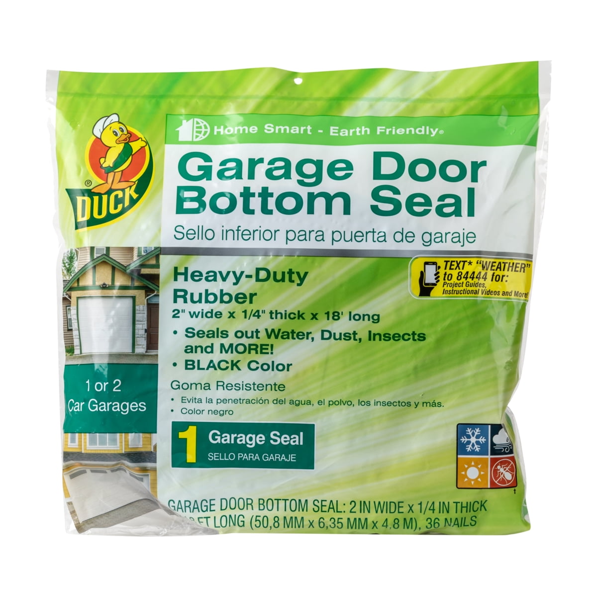 Duck Garage Door Bottom Seal For Two Car Garage Black 2 In X 25 In X 18 Ft Walmart Com