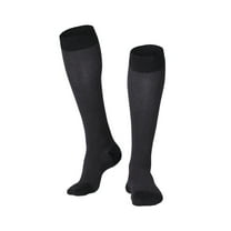 Touch Men's Knee High Compression Socks, 20-30 mmHg, Black Herringbone Pattern, Large