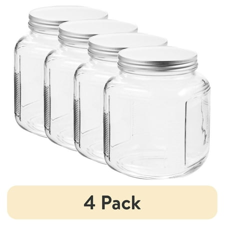 (4 pack) Anchor Hocking Glass Cracker Jar with Lid, 2 Quart, Best Used for Kitchen Organization and Accessibility
