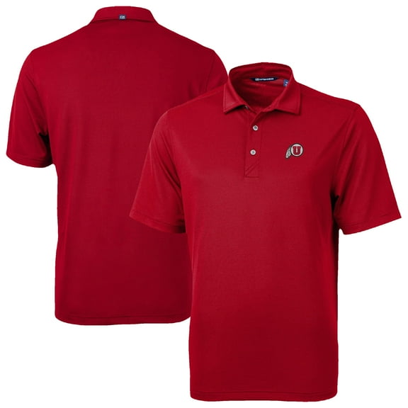 Men's Cutter & Buck Red Utah Utes Virtue Eco Pique Recycled Polo