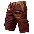 thumbnail image 2 of Big And Tall Cargo Shorts For Men With Elastic Waist And Drawstring Featuring Durable Cotton Blend Fabric In Classic Khaki Olive Black Navy Wine XXXXL, 2 of 5