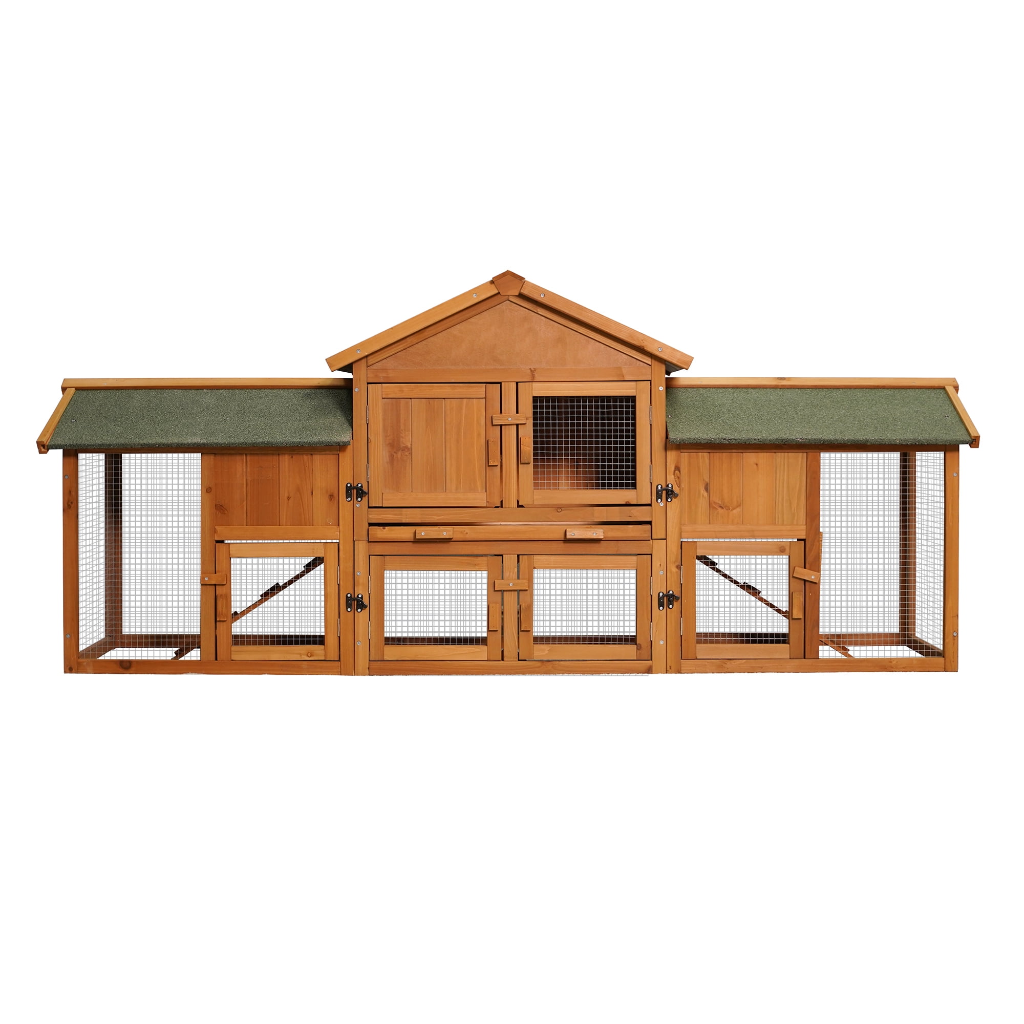 Pefilos 79" Large Rabbit Hutches for Outdoor, Bunny Cage with 2 Runs & Tray, 2-Tier Wooden Hen House with Asphalt Roof for Garden Backyard, Orange Pefilos 79" Large Rabbit Hutches for Outdoor, Bunny Cage with 2 Runs & Tray, 2-Tier Wooden Hen House with Asphalt Roof for Garden Backyard, Orange