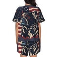 thumbnail image 6 of Fuzoiu Patriotic Bulldog Art Print Women's Short-Sleeved Pajama Set,Lounge Sleepwear Set,Womens Pajama Sets 2 Piece,Button-Up Top and Shorts with Pockets-Small, 6 of 7