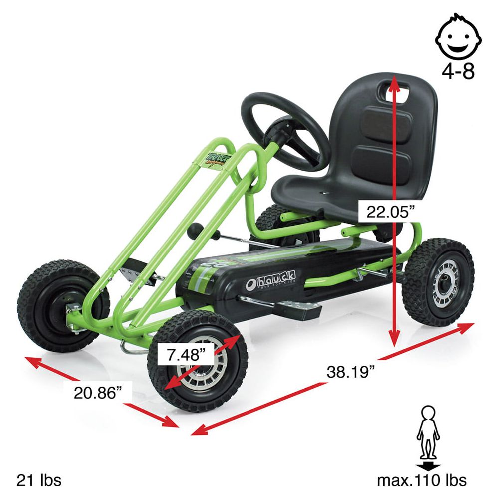 Hauck Lightning Ride-On Pedal Go-Kart Activity Green or Pink - image 6 of 9