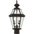 thumbnail image 2 of 2 Light Bronze Outdoor Post Lantern Pendant Lighting Fixture with Clear Beveled Glass Shade backed with Hand Crafted Solid Brass material for patio, front porch, entryway and more, 2 of 6