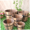 thumbnail image 4 of QUMIIRITY 3pcs Brown Wooden Barrel Flower Pot Vintage for Friends, 4 of 7