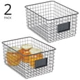 thumbnail image 2 of mDesign Large Steel Kitchen Organizer Basket - Label Slot, 2 Pack, Matte Black, 2 of 9