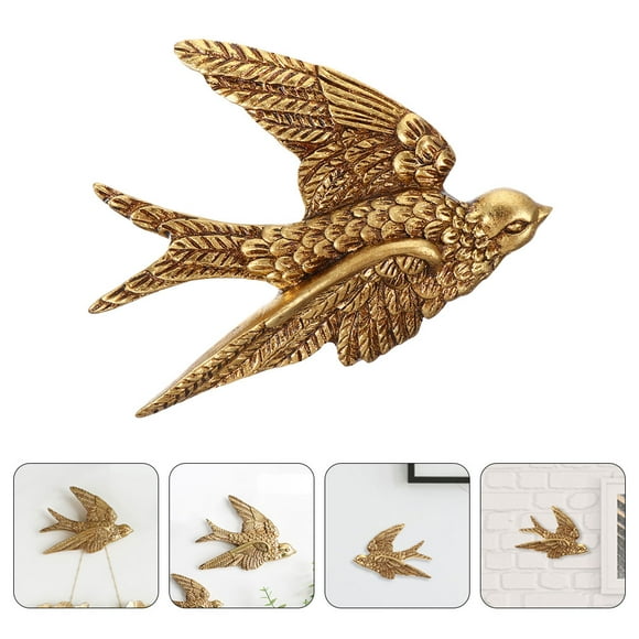 OULII Golden Resin Swallow Wall Art for Decoration Vivid Design Safe and 6 x 4.5 Inches
