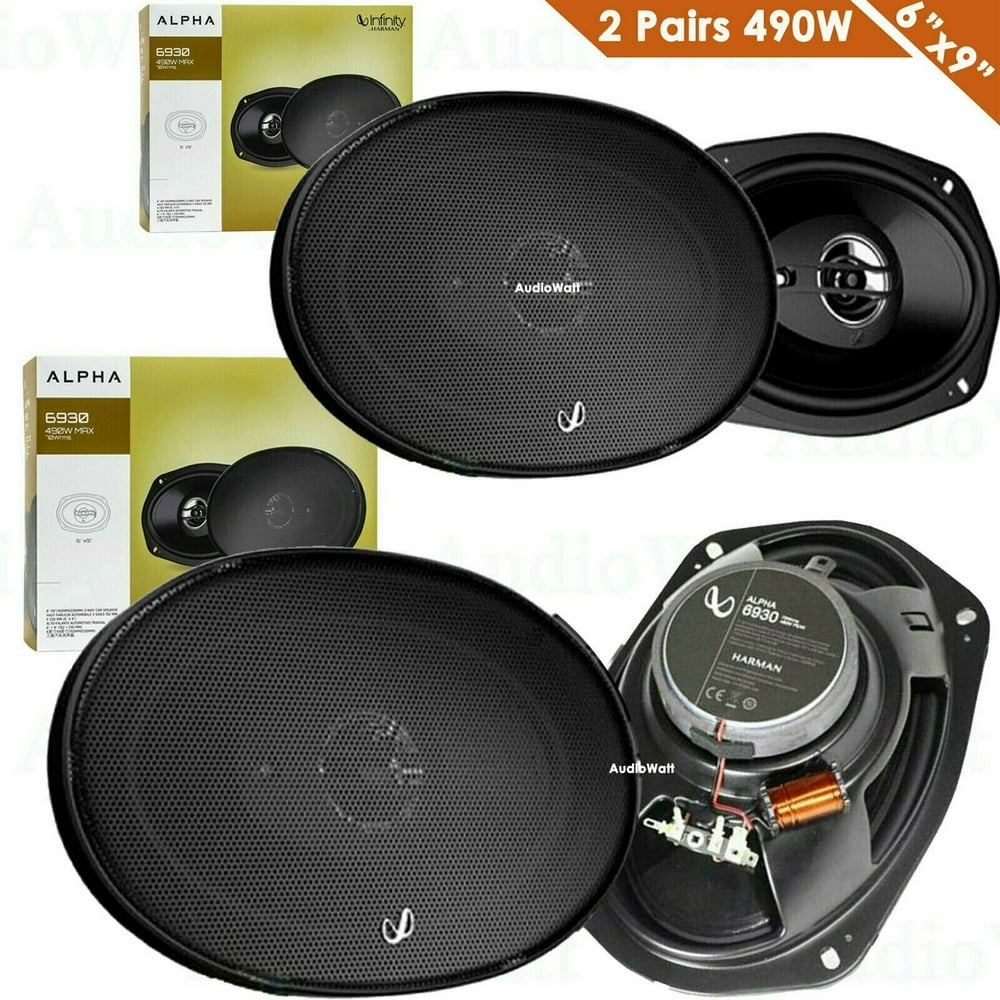 4x Infinity Alpha 6930 6" x 9" 490W 3Way Car Audio Tweeter Coaxial