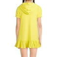 thumbnail image 4 of Girls Swim Cover up - Full Zip Hooded Ruffled Dress Kids Towel Cloth Bathrobe, Swimwear Coverup Dress One-Piece Bathing Suit for Lady Yellow 8, 4 of 4