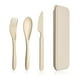 thumbnail image 3 of Juego de vajillas de paja de trigo Portátil Reutilizable Color sólido Kit de cubiertos interior al aire libre Camping Camping Vajilla con estuche de almacenamiento Beige Eigraketly HA028558-04, 3 of 7