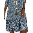 thumbnail image 4 of DYMADE Women Casual Pullover Frock Retro Floral Print Short Sleeve T-Shihrt Dress, 4 of 4