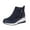 Blue Wedge Heel Ankle Boots, variant on Women's Ankle Boots Wedge Heel Zipper Platform Shoes Suede Leather Sneakers Comfortable Slip on Fall Winter Warm Outdoor Black 43